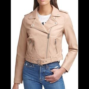 Levi's Beige Leather Moto Jacket
